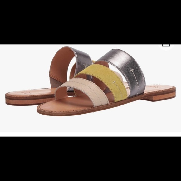 Frye & Co. Evie 3 Band Slide Lime multi Leather Slides Flats Shoes 7.5M - Picture 7 of 11